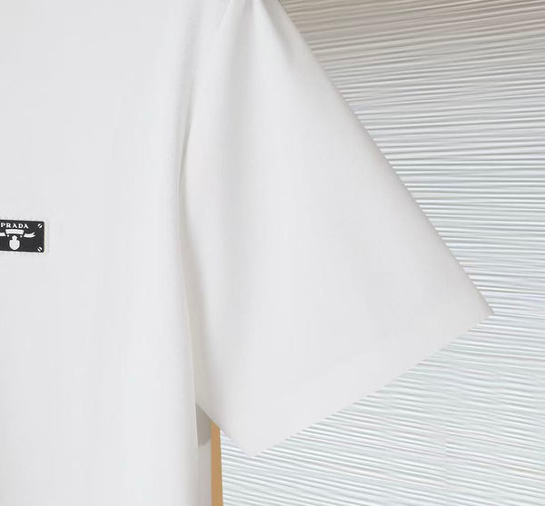 White lampshade with a brand label on a white background