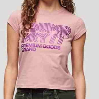 Graphic Print T-Shirt with Retro Metallic Text Design