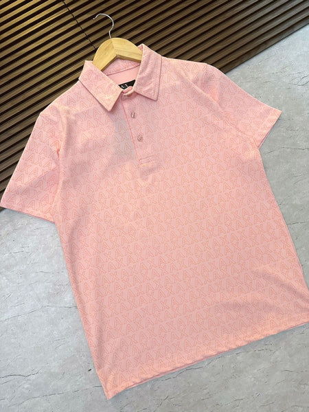 Imported All Over Brand Signature  Print Polo T-shirt