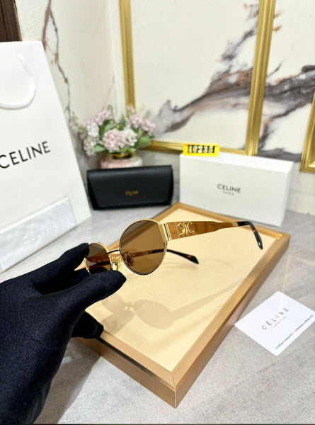 Luxury Oval Shape Gold Tone  Sunglass  For Women