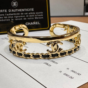 Lambskin Chain Design Cuff Bracelet Gold