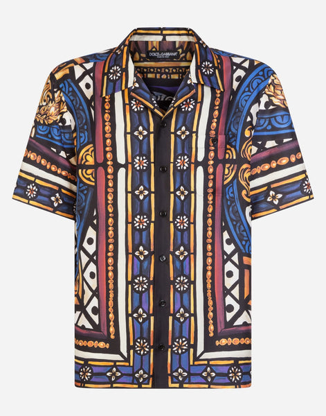 Silk Hawaii Shirt With Lion Print