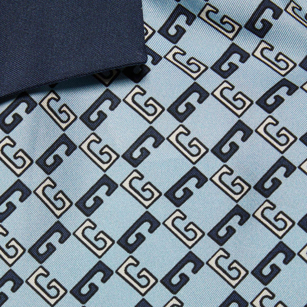 Premium Geometric Square G Print Silk Shirt