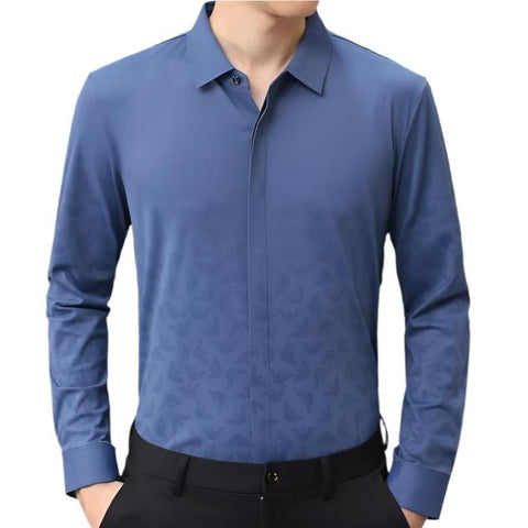 Elegant Formal Contrasting Monogram   Shirt