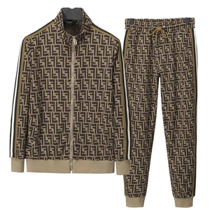 Brown Monogram Print Imported Premium Tracksuit