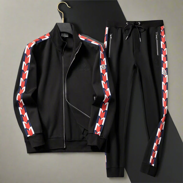 Black  Monogram Print Imported Premium Tracksuit