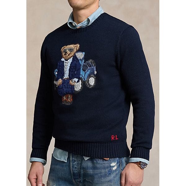 Premium  Men Navy Polo Bear Sweater