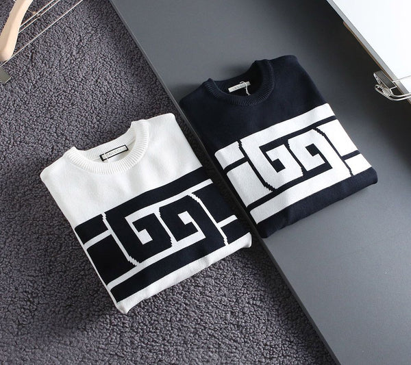 Intarsia Knit-Logo Crew-Neck Jumper