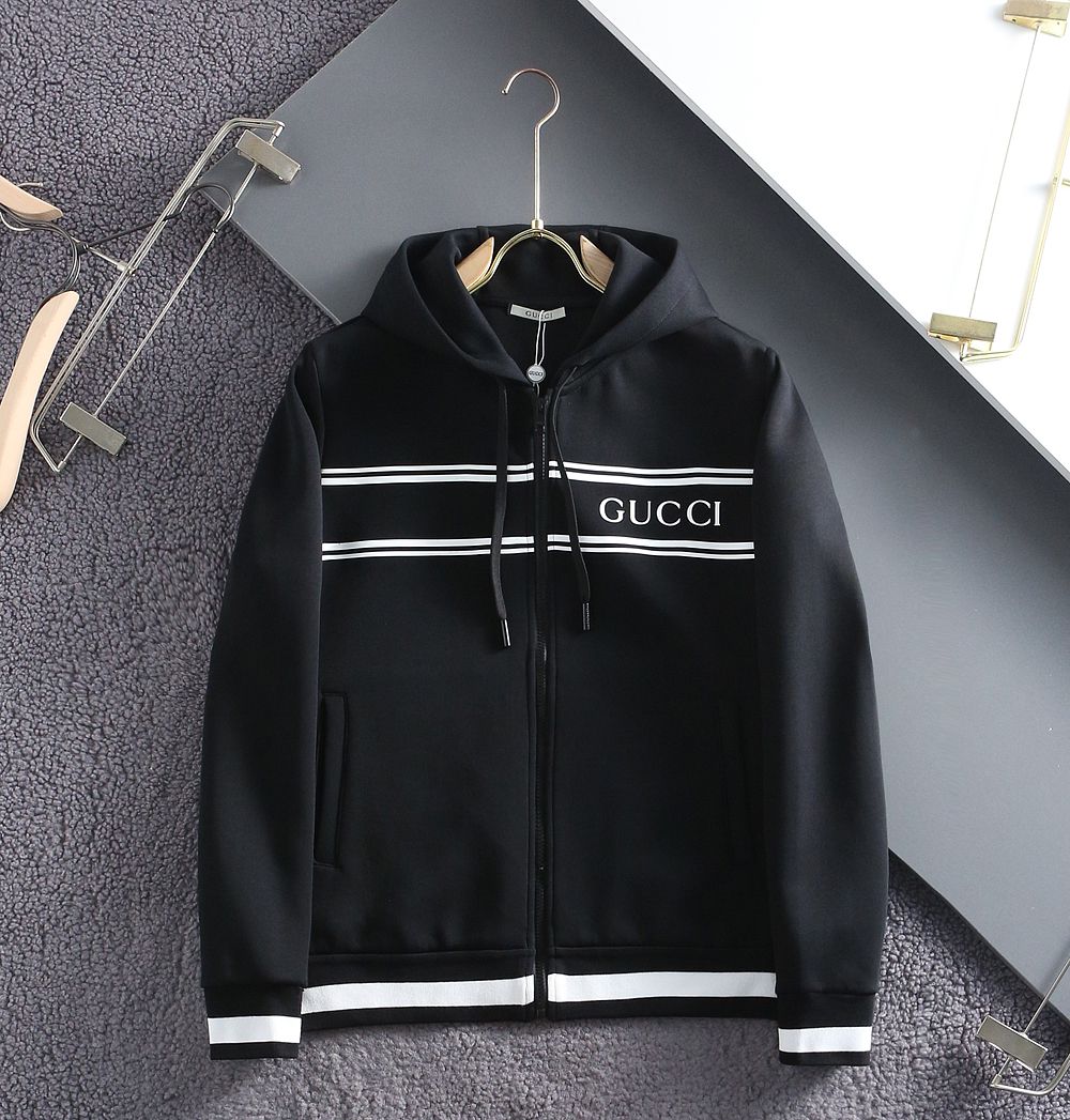 Imported Logo-Print Striped Zip-Up Hoodie