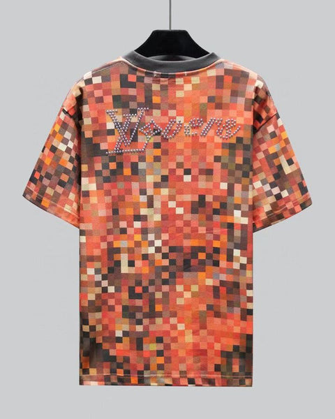 Premium Quality Pixel Print Drop Shoulder Tee