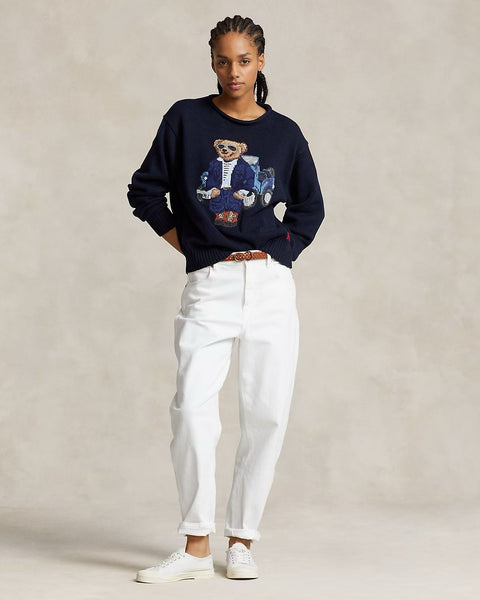 Luxury  Knitted Bear Women Navy Sweater