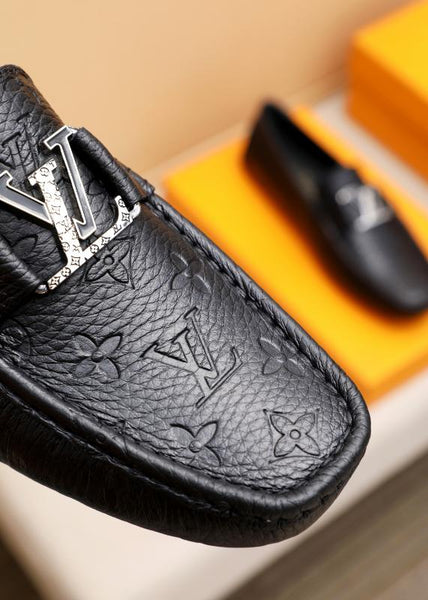 Imported Black Monogram Logo Loafers