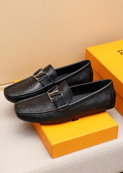 Imported Black Monogram Logo Loafers