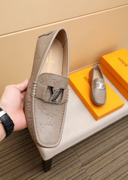 Imported Beige Loafers With Initial Logo