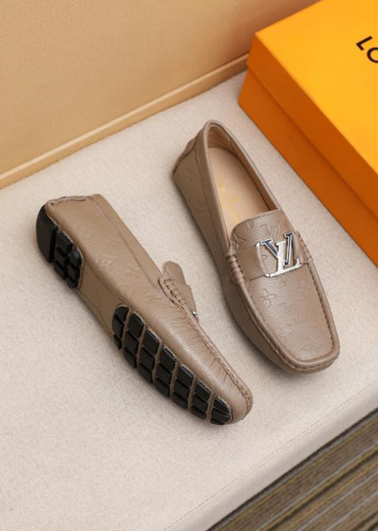 Imported Beige Loafers With Initial Logo