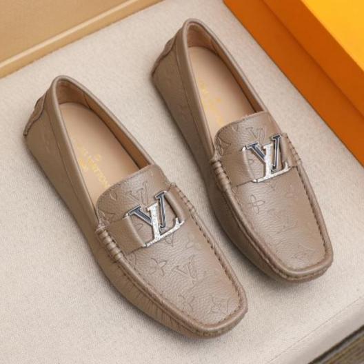 Imported Beige Loafers With Initial Logo