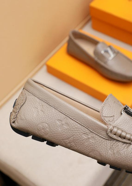 Imported Beige Loafers With Initial Logo