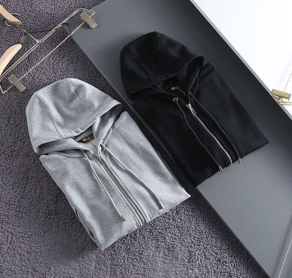 Panelled Zip-Front Hoodie For Men