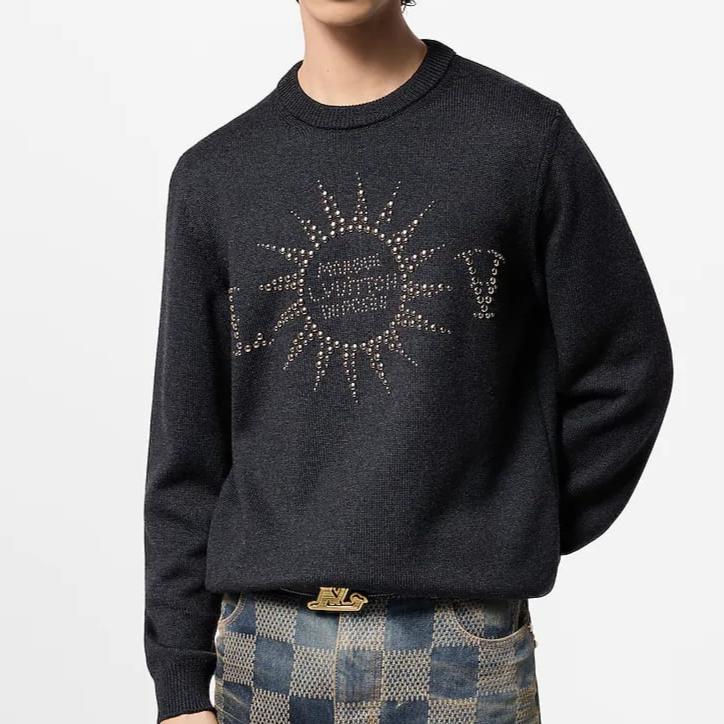 Embellished Long-Sleeved Merino Wool Crewneck