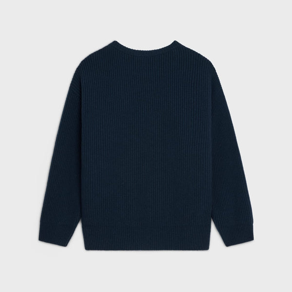 Imported Logo-Embroidered Ribbed Wool Sweater