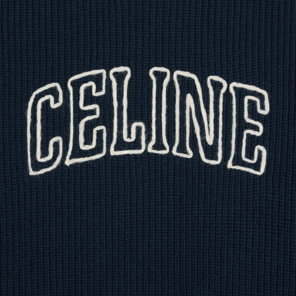 Imported Logo-Embroidered Ribbed Wool Sweater