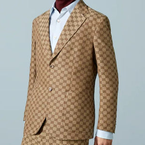 Luxury GG Linen Blend Canvas Formal Blazer