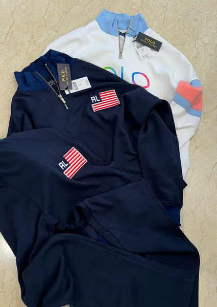 Imported Comfy Logo Flag Fleece Quarter-Zip Track Set