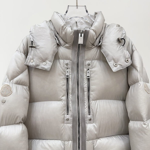 Luxury  White Hooded Down Padded Jacket