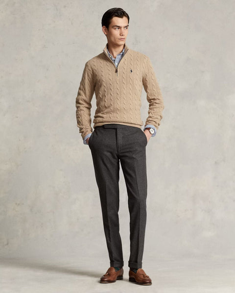 Luxury Imported Cable-Knit  Quarter-Zip Jumper