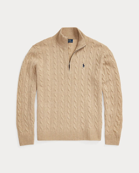 Luxury Imported Cable-Knit  Quarter-Zip Jumper