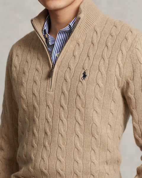 Luxury Imported Cable-Knit  Quarter-Zip Jumper