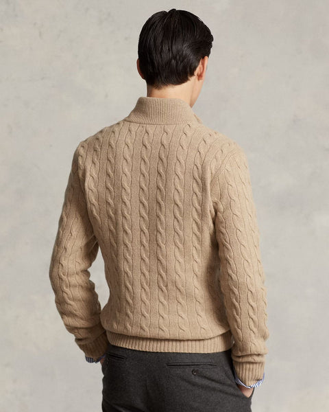 Luxury Imported Cable-Knit  Quarter-Zip Jumper