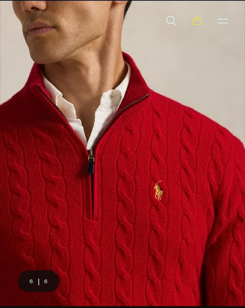 Luxury Imported Cable-Knit  Quarter-Zip Jumper