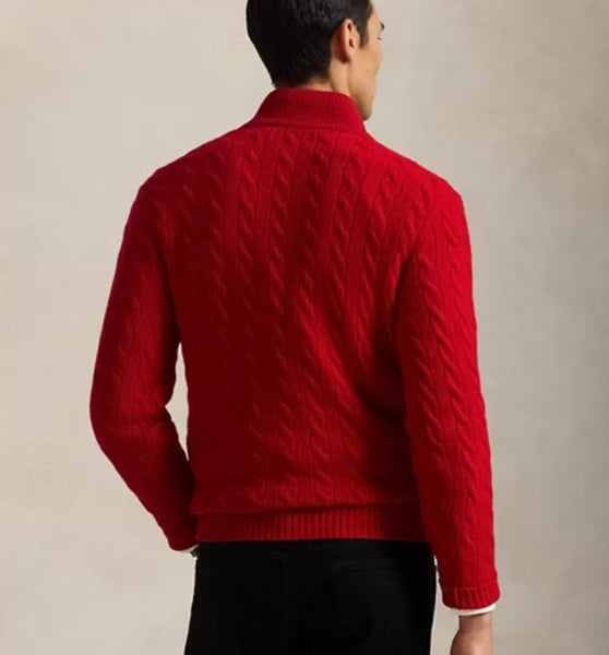 Luxury Imported Cable-Knit  Quarter-Zip Jumper