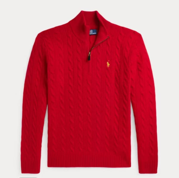 Luxury Imported Cable-Knit  Quarter-Zip Jumper