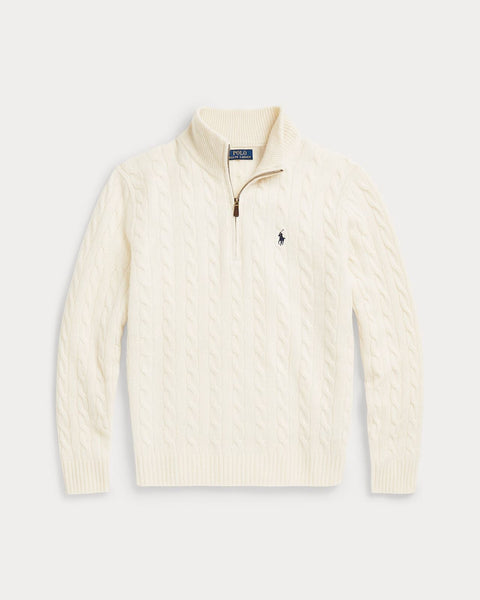 Luxury Imported Cable-Knit  Quarter-Zip Jumper