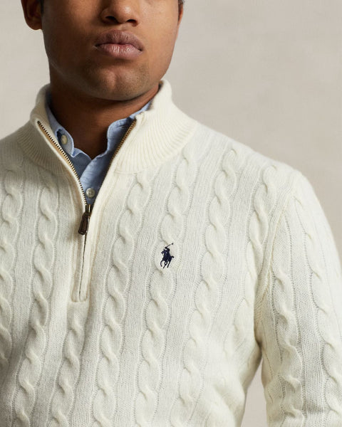 Luxury Imported Cable-Knit  Quarter-Zip Jumper