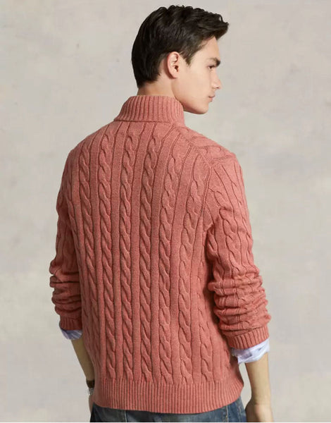 Cable-Knit Cotton Quarter-Zip Pullover