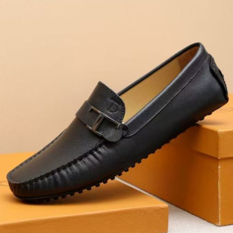 Premium Loafers With Metal Brand Logo