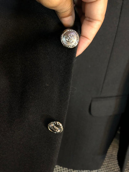 Embellished Crest Single-Breasted Blazer