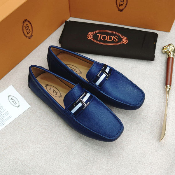Premium Initial T Logo Navy Blue Loafers  For Men