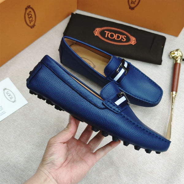 Premium Initial T Logo Navy Blue Loafers  For Men