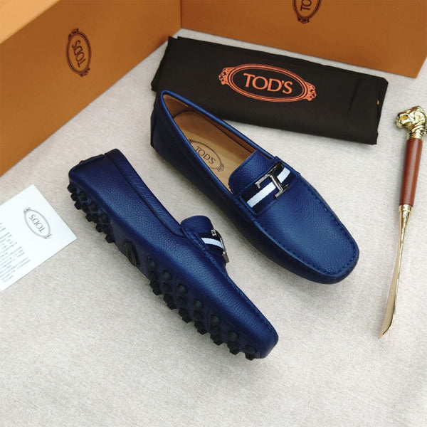 Premium Initial T Logo Navy Blue Loafers  For Men