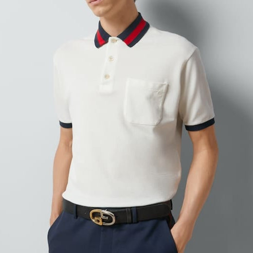 Premium Quality Polo With Web Collar T-shirt White Color
