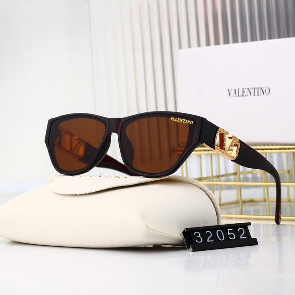 Designer Sunglasses with Gold V Logo  Luxury UV Protection Shades