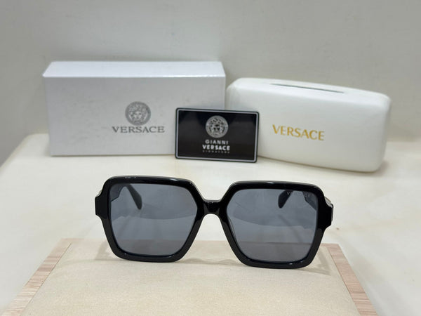 Black Square Sunglasses Luxury Gold Medusa & Greek Key Temple Designer Shades
