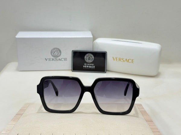 Black Square Sunglasses Luxury Gold Medusa & Greek Key Temple Designer Shades