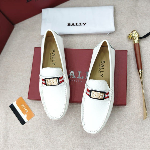 Luxury White Leather Loafers Signature Stripe