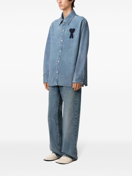 Timeless Heart Patch Denim Shirt – Vintage Cool with a Modern Twist