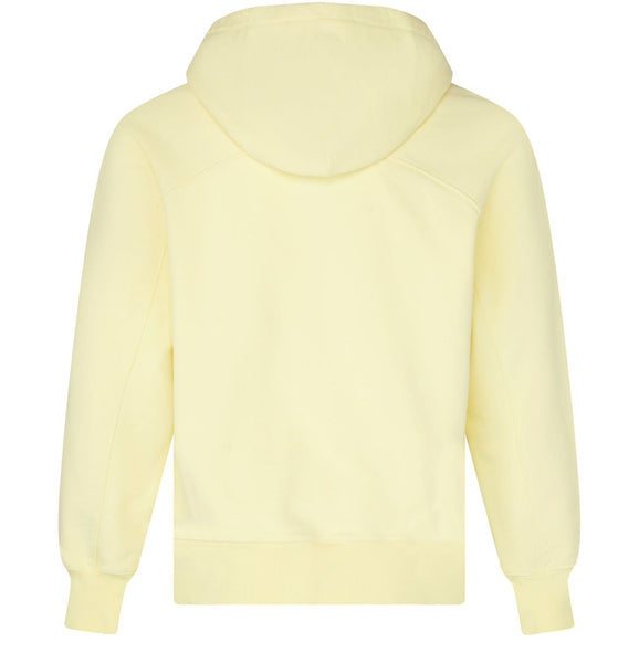 Men Pastel Yellow Pullover Hoodie with Chest Logo Detail